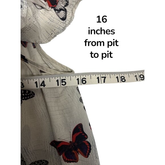 The Kooples Womens Off-Shoulder Butterfly Print Silk Top M - Lace-Up Front & Ruf - Picture 6 of 8